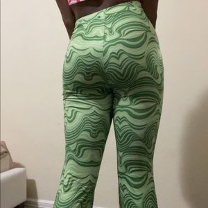 Green Swirl Flare Pants